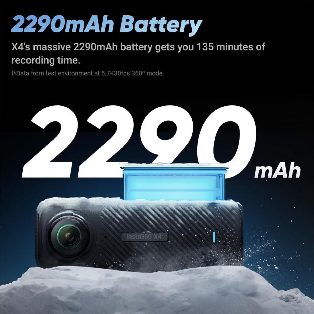 Insta360 X4 8k 360 Action Camera 2290mAh Battery Life