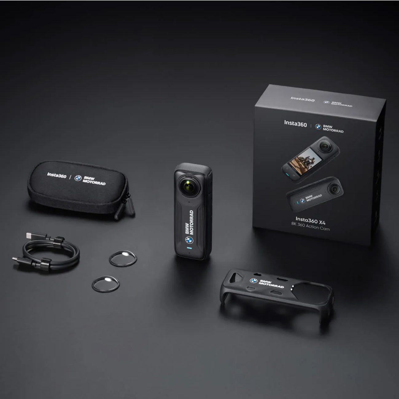 Insta360 X4 8k 360 Action Camera BMW Motorrad Edition box inclusion