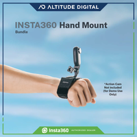 Close-up of hand-mounted Insta360 bundle, offering hands-free camera support