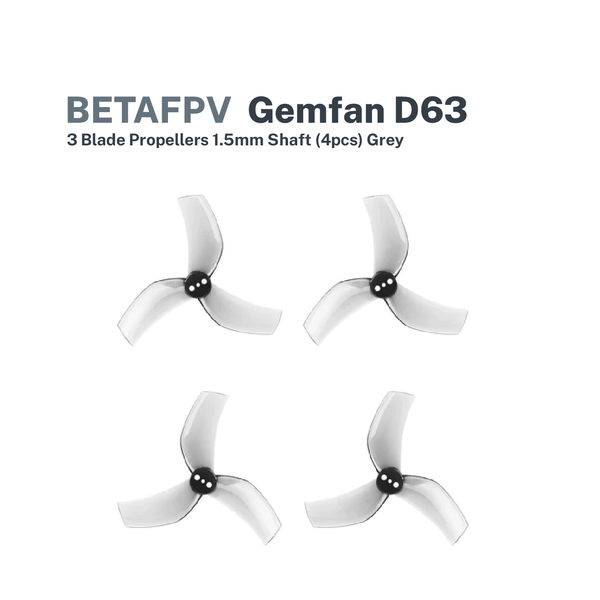 Gemfan D63 3-Blade Propellers 1.5mm Shaft (4pcs) Grey