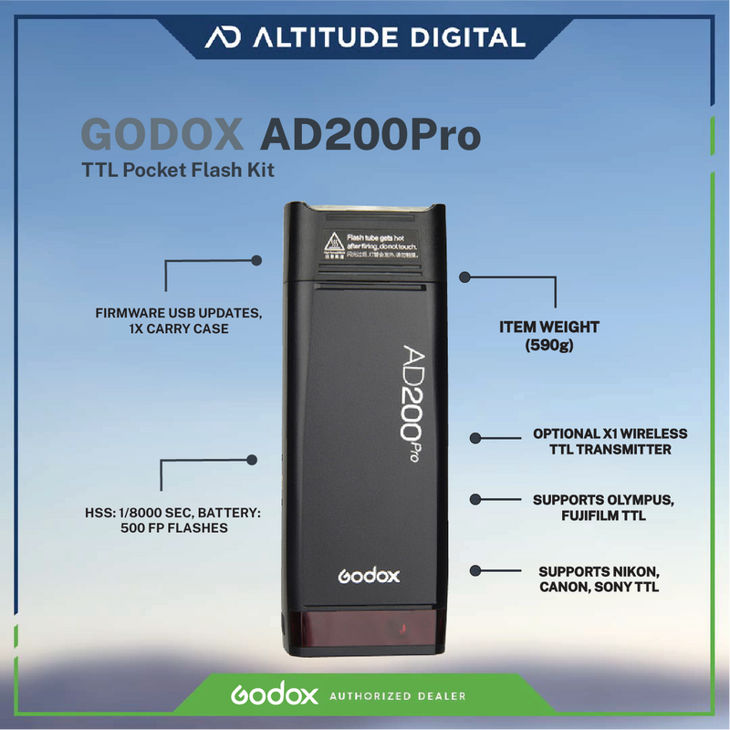 Godox AD200Pro TTL Pocket Flash Kit with Round Head and