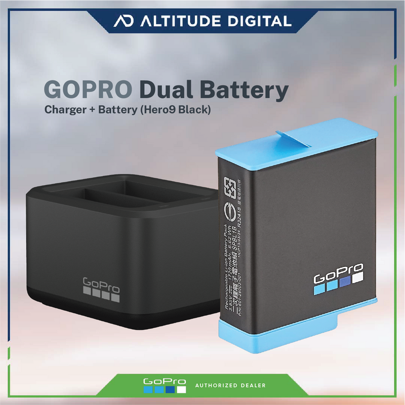 GoPro HERO9 Black: Dual Battery Charger + Rechargeable Battery