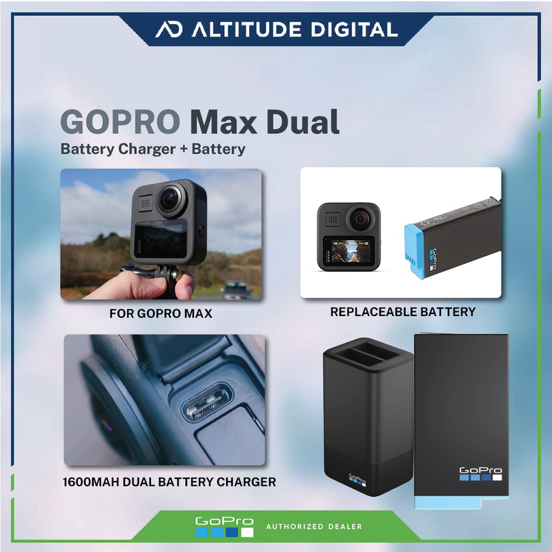 GoPro MAX: Dual Battery Charger + Rechargeable Battery