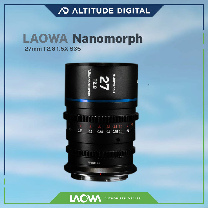 Laowa Nanomorph 27mm T2.8 1.5x S35 Anamorphic Lens (Blue) (Pre-Order)