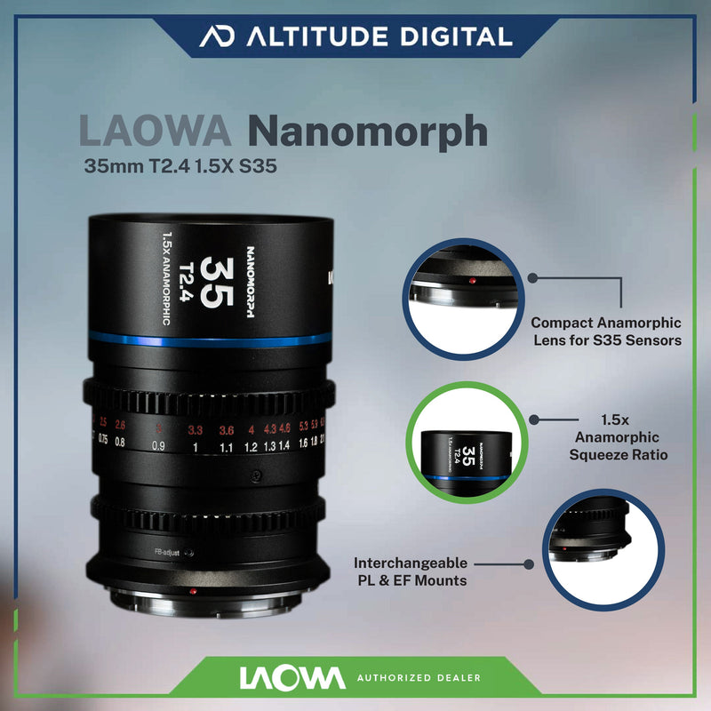 Laowa Nanomorph 35mm T2.4 1.5x S35 Anamorphic Lens (Amber) (Pre-Order)