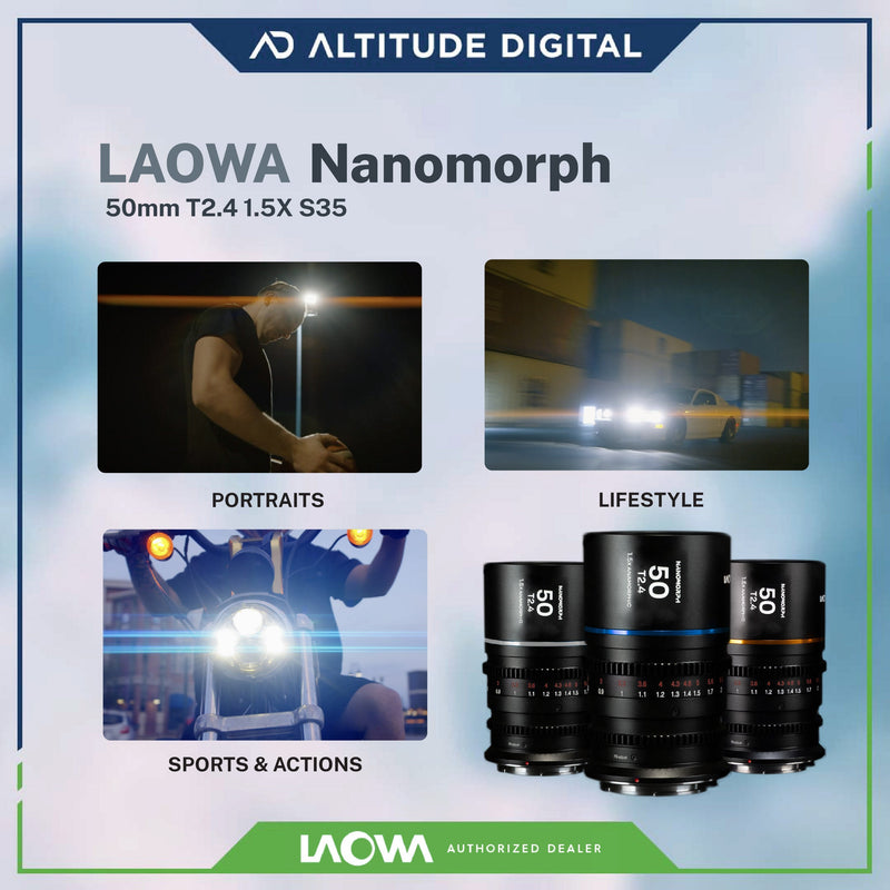 Laowa Nanomorph 50mm T2.4 1.5x S35 Anamorphic Lens (Silver) (Pre-Order)