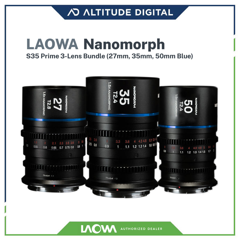 Laowa Nanomorph S35 Prime 3-Lens Bundle (Blue Flare) (Pre-Order)