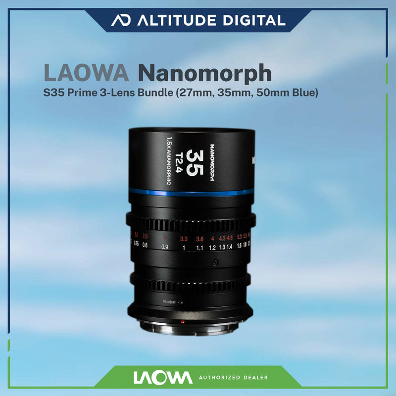 Laowa Nanomorph S35 Prime 3-Lens Bundle (Blue Flare) (Pre-Order)