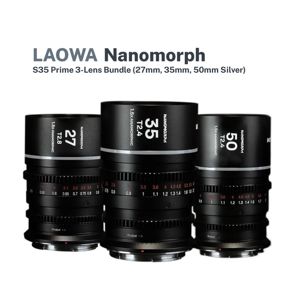 Laowa Nanomorph S35 Prime 3-Lens Bundle (Silver Flare) (Pre-Order)