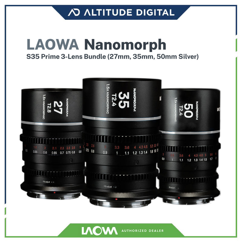 Laowa Nanomorph S35 Prime 3-Lens Bundle (Silver Flare) (Pre-Order)