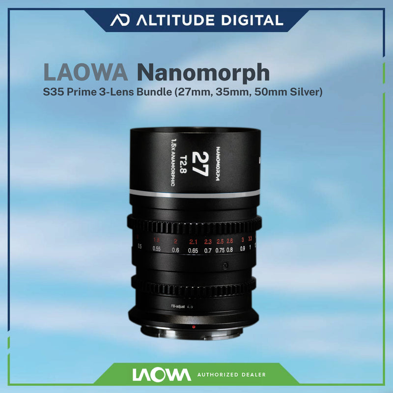 Laowa Nanomorph S35 Prime 3-Lens Bundle (Silver Flare) (Pre-Order)