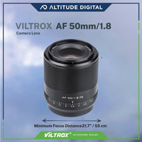Viltrox AF 50mm F1.8 Autofocus Prime Lens with a minimum focus distance of 21.7 inches