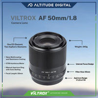 Viltrox AF 50mm F1.8 Autofocus Prime Lens Specifications
