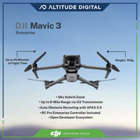 DJI Mavic 3 Enterprise has 45 minute flight time and weighs 915 grams