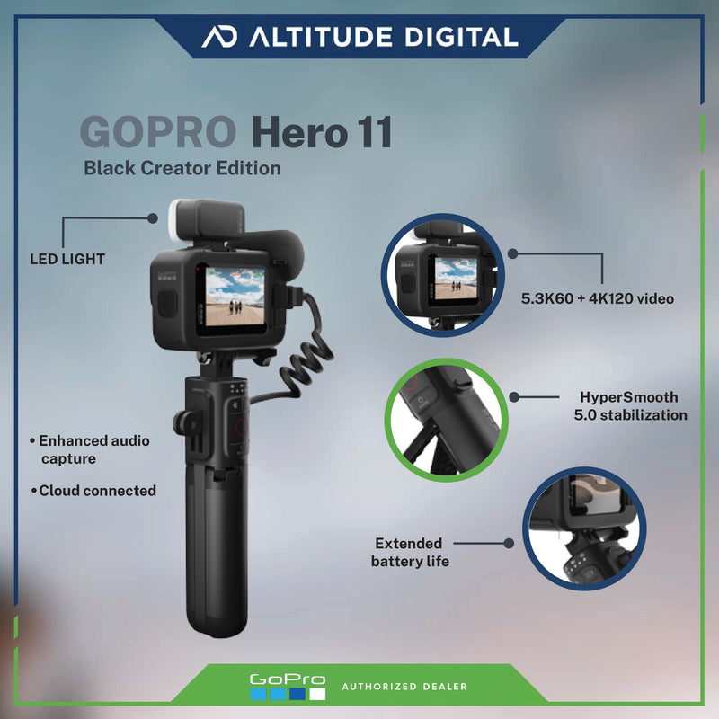 GoPro HERO 11 Black 5.3K Action Camera Bundle 2 Batteries, Case, SD Card &  Grip