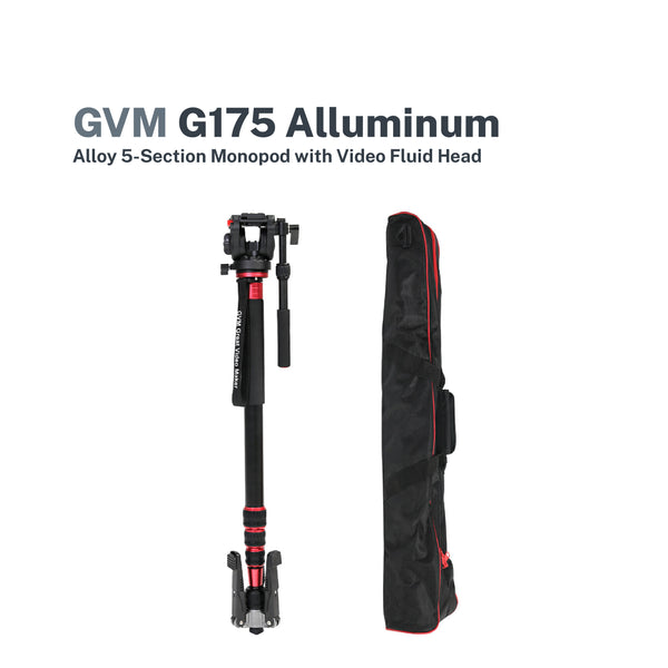 GVM G175 Aluminum Alloy 5-Section Monopod with Video Fluid Head
