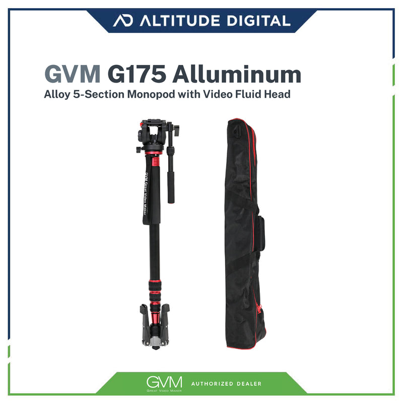 GVM G175 Aluminum Alloy 5-Section Monopod with Video Fluid Head