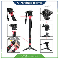 How to attach the  Fluid Head to the GVM G175 Alluminum Alloy Monopod