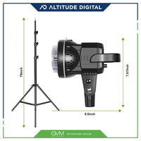 GVM P80S 80W High Power Led Lights measurements is 7.87 inches longand 8.6 inches wide