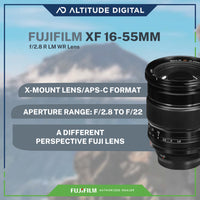 Fujifilm F 16-55mm has an X-Mount Lens, an aperture range of 2.8 to 22