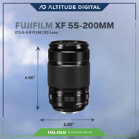 FUJIFILM XF 55-200mm F3.5-4.8 R LM OIS Lens is 4.65 inches long and 2.95 inches wide