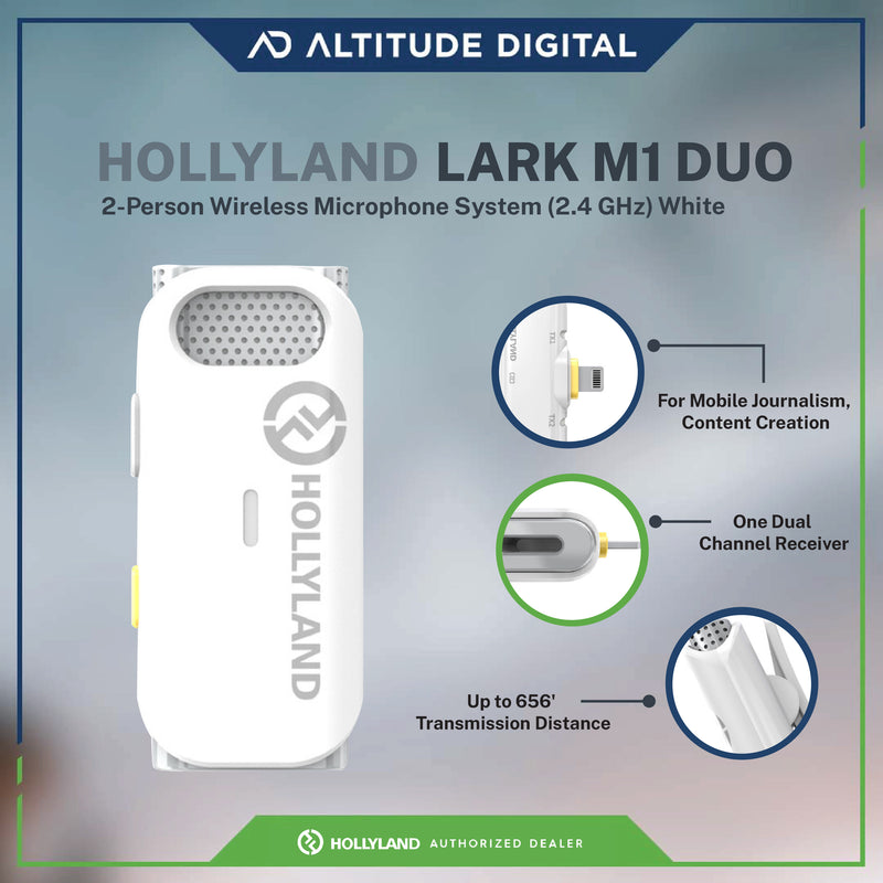 Hollyland LARK M1 DUO 2-Person Wireless Microphone System White (2.4 GHz)