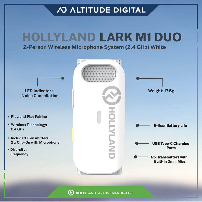 Hollyland LARK M1 DUO 2-Person Wireless Microphone System White (2.4 GHz)