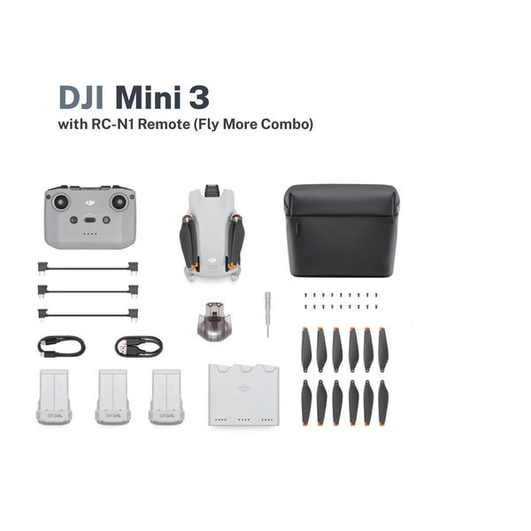 DJI Mini 3 with RC-N1 Remote (Fly More Combo Plus) and FREE 64GB Sandisk Extreme and DJI shirt