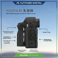 Side view of Fujifilm X-S10 Mirrorless Camera with 18-55mm Lens