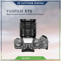 Top view of Fujifilm XT5 Mirrorless Camera with 18-55mm Lens