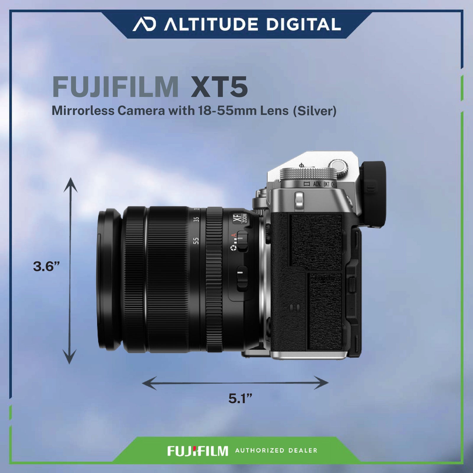 FUJIFILM XT5 Mirrorless Camera with 1855mm Lens (Silver)