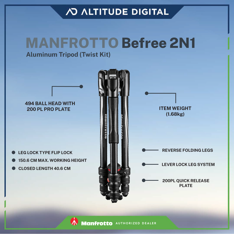 Manfrotto Befree 2N1 Aluminum Tripod (Twist Kit)