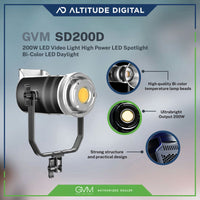 GVM SD200D 200W High Power LED Spotlight Bi-Color Features