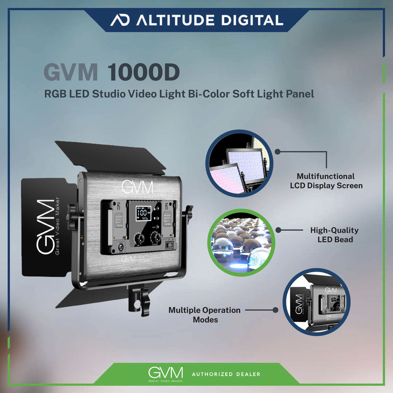 GVM 1000D RGB LED Studio Video Light Bi-Color Soft Light Panel