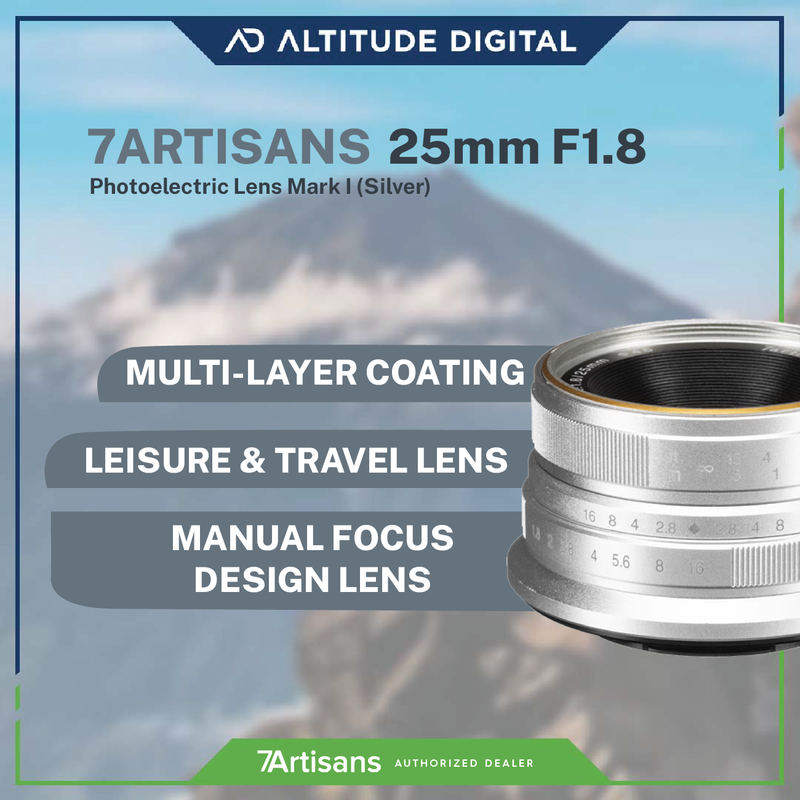 7artisans 25mm F1.8 APS-C Manual Focus Prime Fixed Lens (Silver)