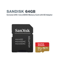 Sandisk 64GB Extreme UHS-I MicroSDXC Memory Card with SD Adapter