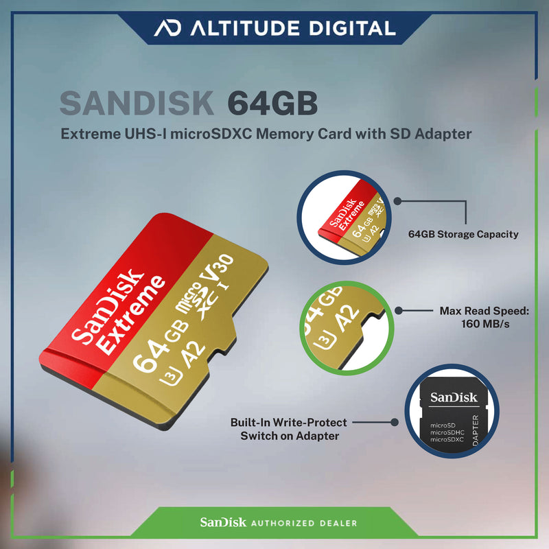 SanDisk Extreme microSDXC SQXAH 64GB w/ SD Adapter