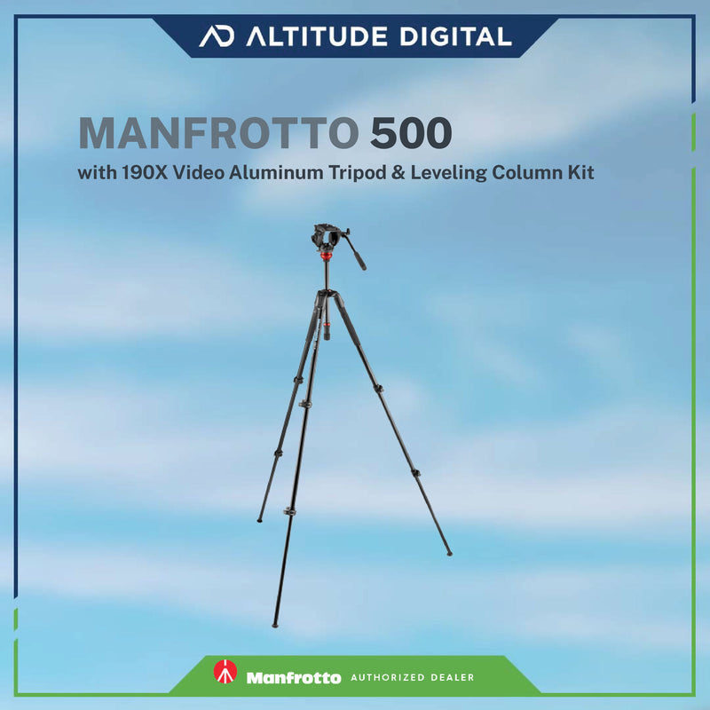 Manfrotto 502AH Video Head & MT190X3 Aluminum Tripod Kit