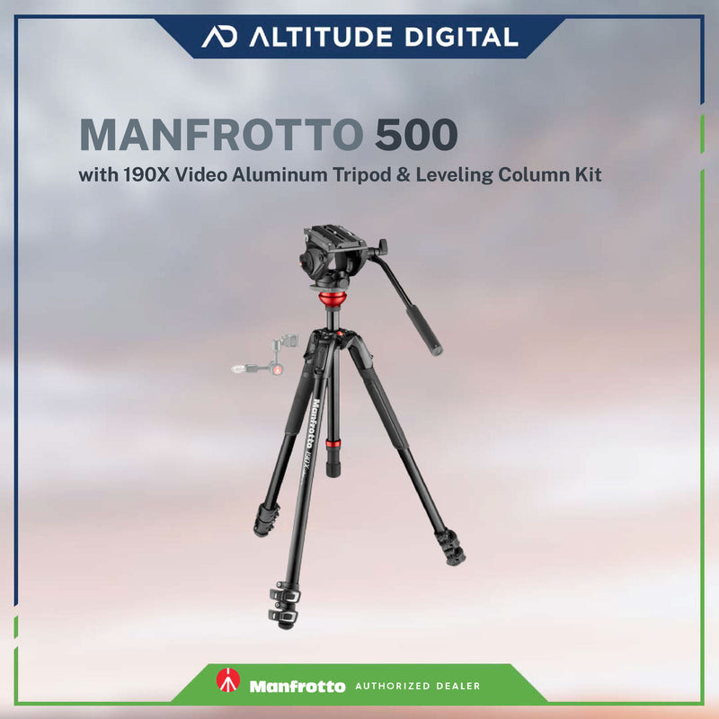 Manfrotto 502AH Video Head & MT190X3 Aluminum Tripod Kit