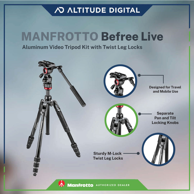 Manfrotto Befree Live Aluminum Video Tripod Kit with Twist Leg Locks