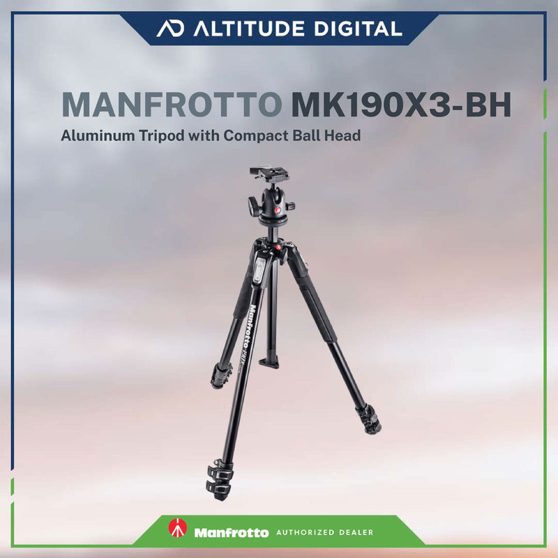 Manfrotto MK190X3-BH Aluminum Tripod with 496RC2 Compact Ball Head