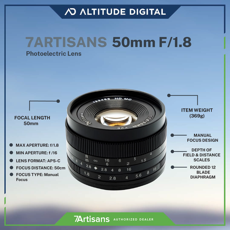 7Artisans Photoelectric 50mm F1.8 Manual Focusing Fixed Prime Lens