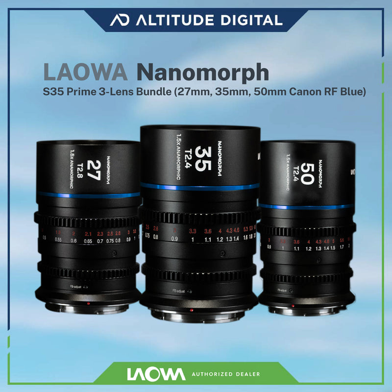 Laowa Nanomorph S35 Prime 3-Lens Bundle (Blue Flare) (Pre-Order)