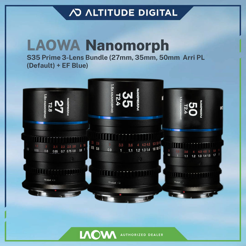 Laowa Nanomorph S35 Prime 3-Lens Bundle (Blue Flare) (Pre-Order)