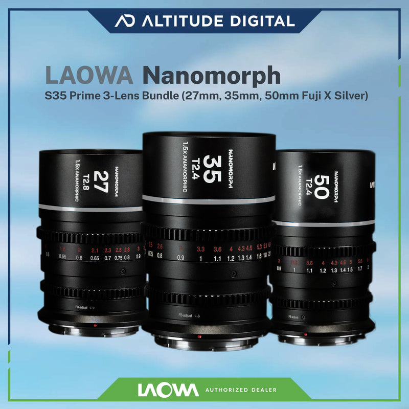 Laowa Nanomorph S35 Prime 3-Lens Bundle (Silver Flare) (Pre-Order)