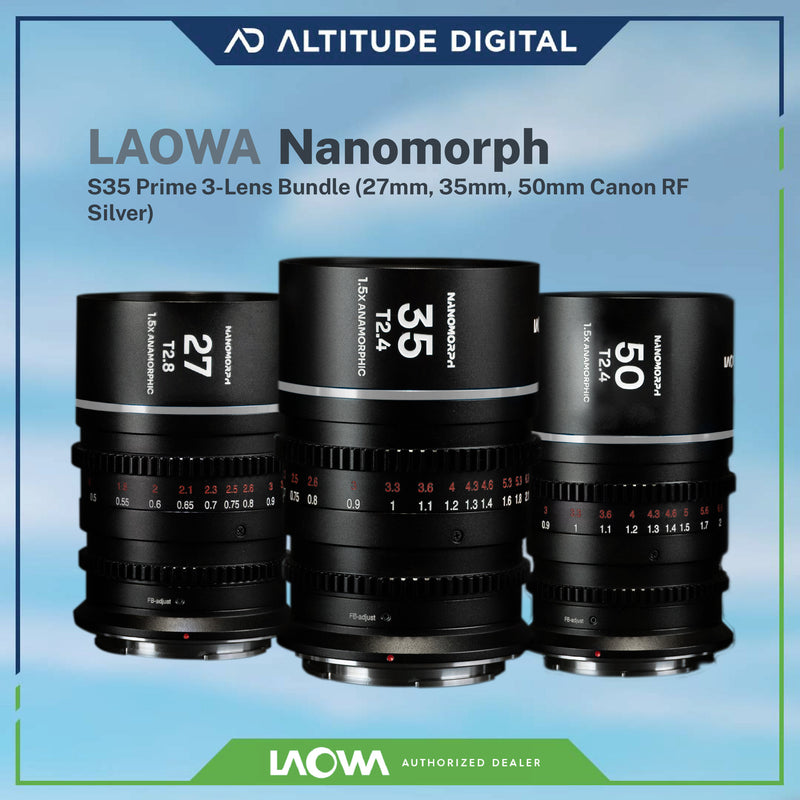 Laowa Nanomorph S35 Prime 3-Lens Bundle (Silver Flare) (Pre-Order)