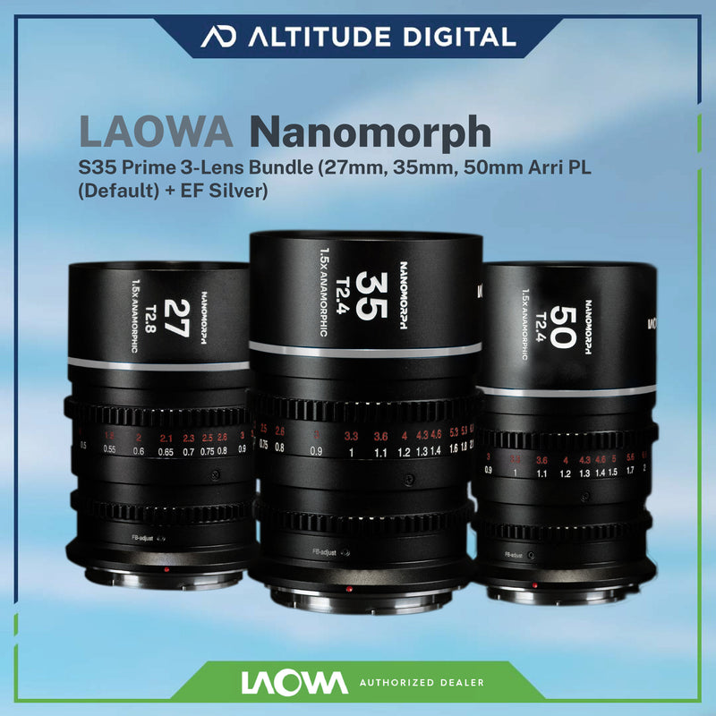 Laowa Nanomorph S35 Prime 3-Lens Bundle (Silver Flare) (Pre-Order)