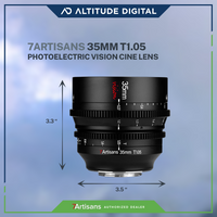 7artisans Photoelectric 35mm T1.05 Vision Cine Lens is 3.3 inches long and 3.5 inches long