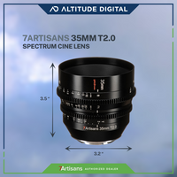 7Artisans 35mm T2.0 Spectrum Cine Lens is 3.5 inches long and 3.2 inches wide