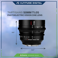 7artisans Photoelectric 50mm T1.05 Vision Cine Lens is 3.3 inches long and 3.5 inches wide